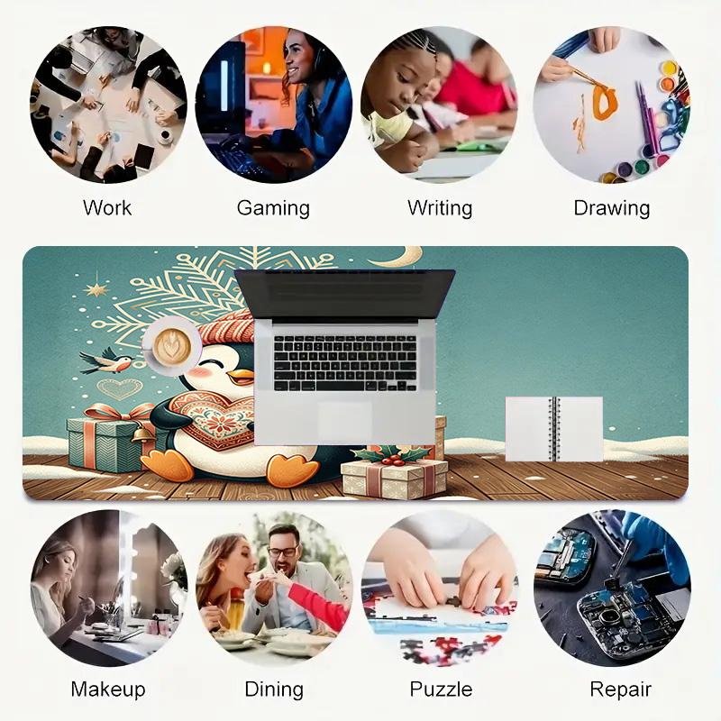 Penguin Gift Xl Gaming Mouse Pad Nonslip Rubber Base Stitched Edge Waterproof Desk Mat For Pc Laptop Gamer Office Computer Accessories C927507