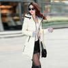 Autumn and winter medium and long gloves, cotton-padded clothes, women's clothing, large size with hats, slim-fitting student cotton-padded jackets,