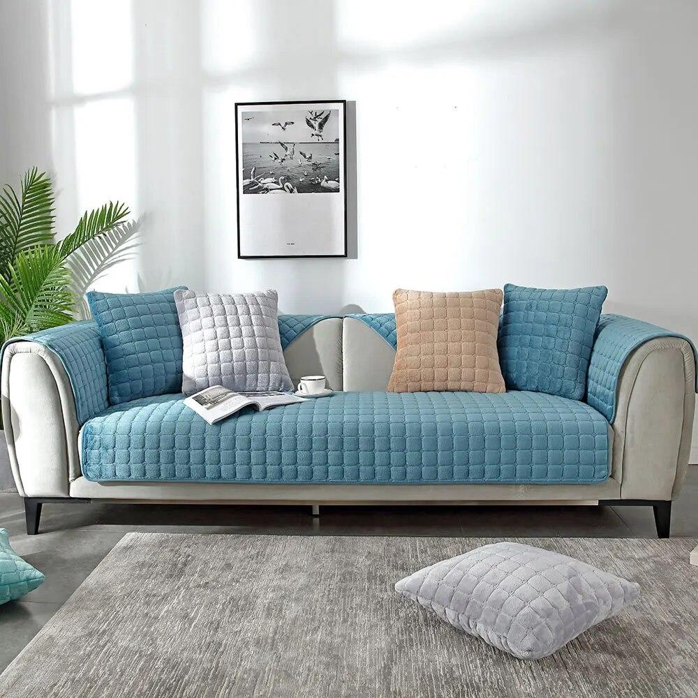 Зимний 1/2/3-местный нескользящий секционный диван-полотенце, толстый плюшевый чехол для дивана, мягкий бархатный плюшевый стеганый чехол для дивана для гостиной