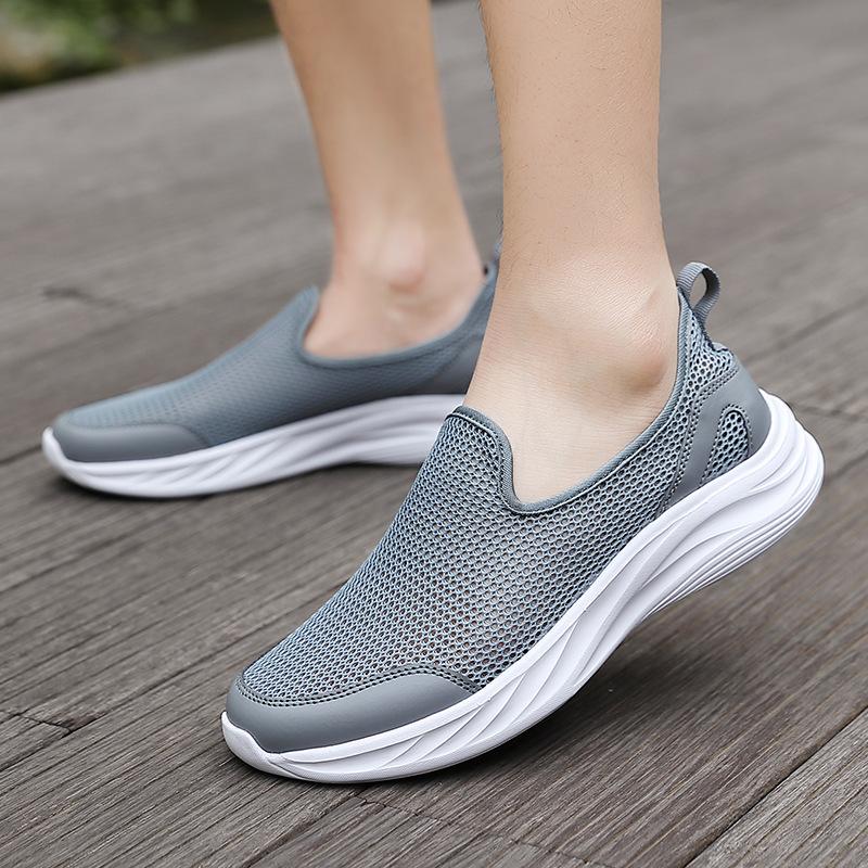 Large Size Men's Shoes Summer New Lazy Hollow Breathable Mesh Shoes Low Top Foot Cover Casual Sports Single Shoes