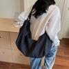 Canvas bag women's large capacity 2025 new summer versatile simple shoulder shopping bag college student class tote bag