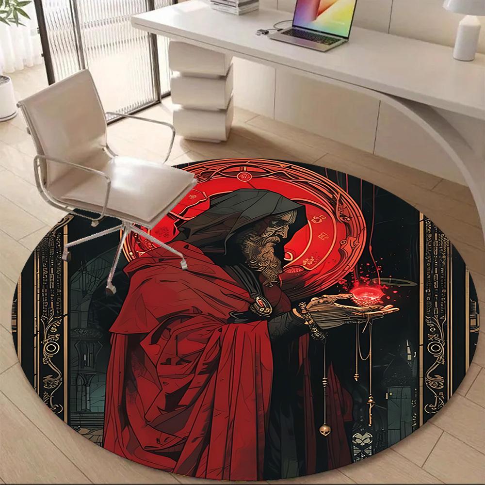 1PC Mage Flame Office Round Area Rug, Mat Suitable For Office, Under Office Chairs Bedroom Living Room Home Decor, Room Deco