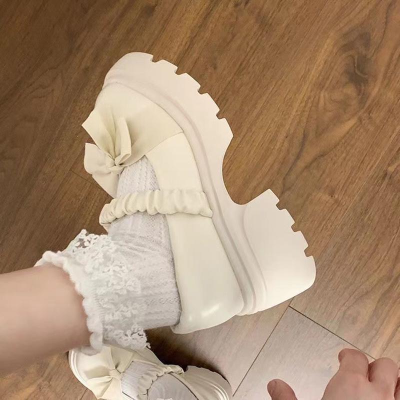 Туфли Мэри Джейн Lucyever Sweet Bowknot, женские, 2024, модные, на толстой платформе, женские, с плиссированным ремешком, на толстой подошве, в стиле Лолиты