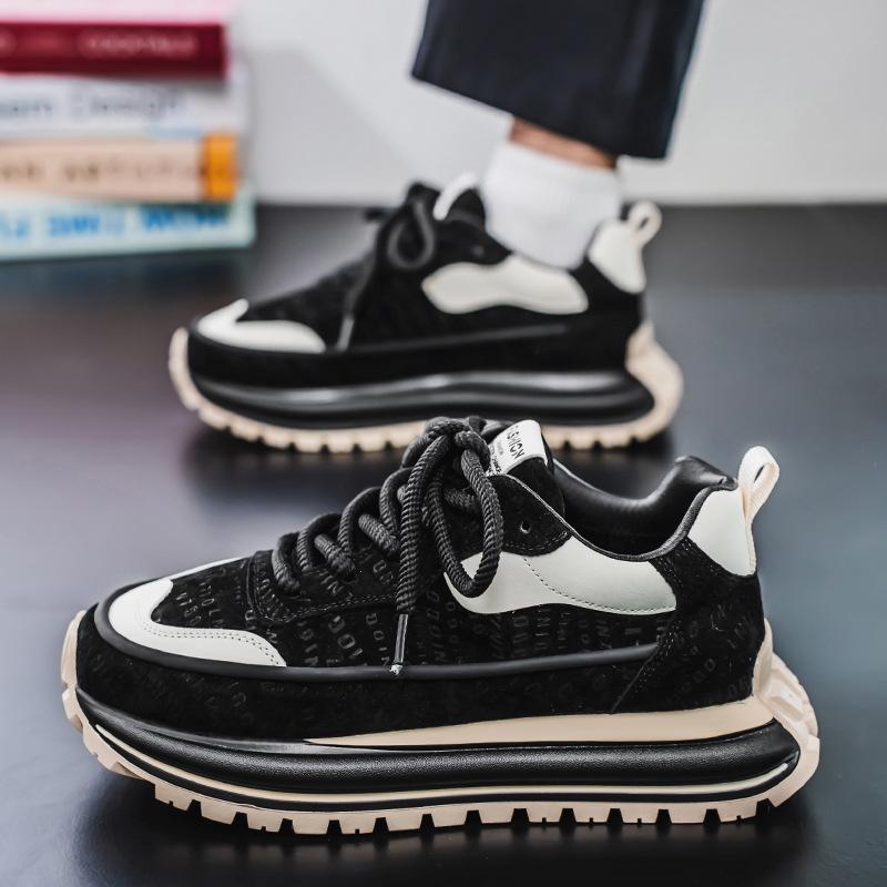 Мужские ретро кроссовки колор-блок: Весенние повседневные уличные кроссовки на толстой подошве для увеличения роста