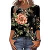 Женская модная повседневная свободная футболка с круглым вырезом и рукавами 3/4 с принтом, женский топ