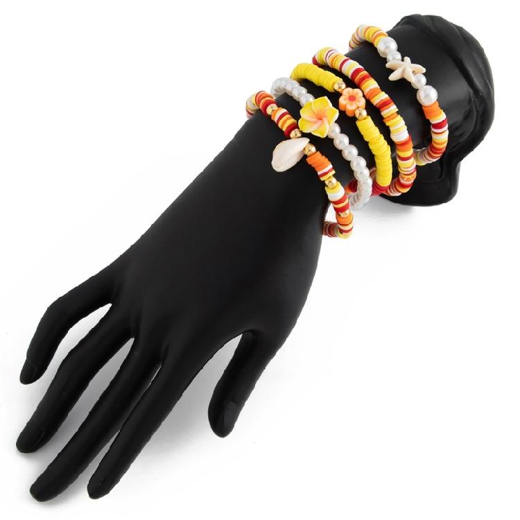 Стильный браслет из мягкой глины на эластичной веревке, красочный браслет ручной работы, модный браслет, наборный браслет для добавления шарма