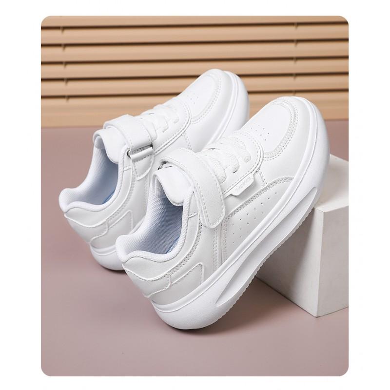 Kids White Leatherette Sneakers Boys Girls Breathable Casual Shoes