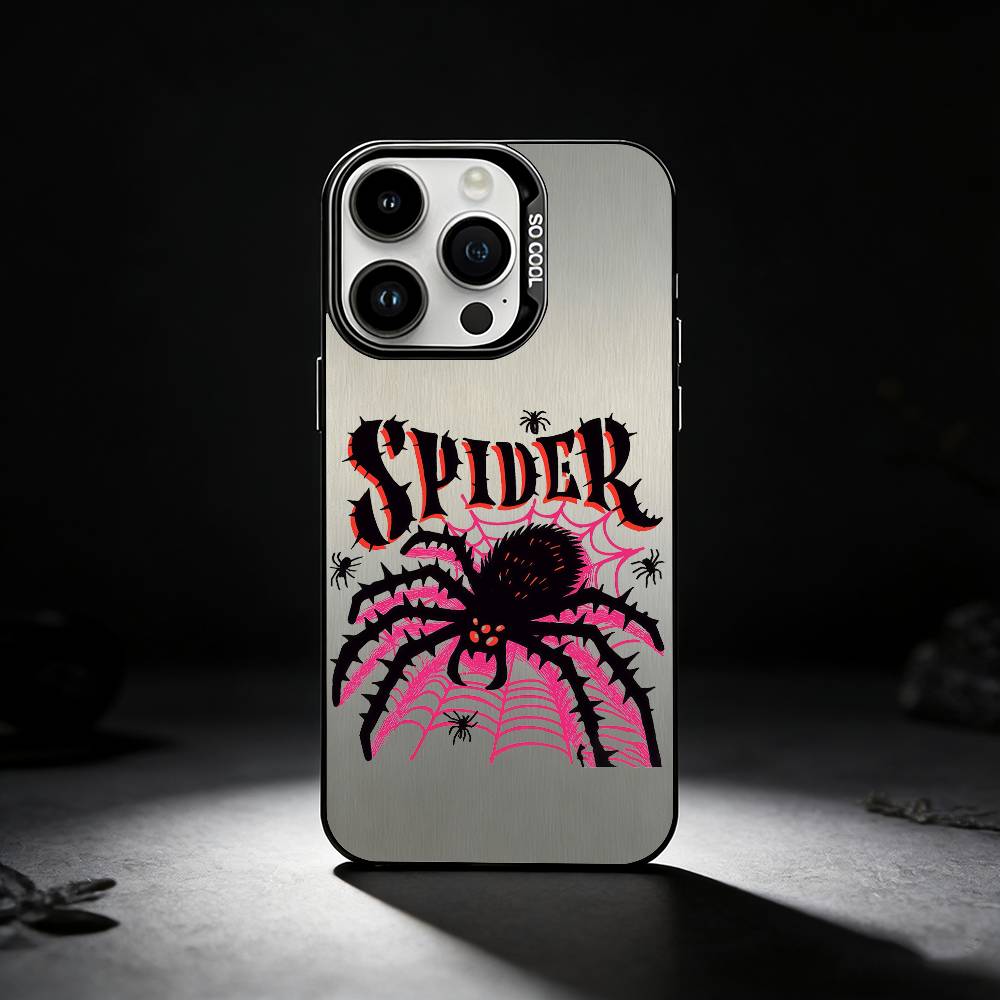 Крутой модный тренд Чехол-паук для iPhone 17,16,15,14,13,12,11 Plus,Pro Max,XS,Цветной серебристый чехол для телефона