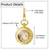 Pocket Watch Automatic Skeleton Antique Roman Analog Display Pocket Watch Waterproof Pendant Watch with Chain Gold Birthday Anniversary Christmas Day