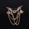 Suit Retro Chain Angle Wing Lapel Pin Heart-Shaped Jewelry Brooches Fashion Accessories Brooch Pins