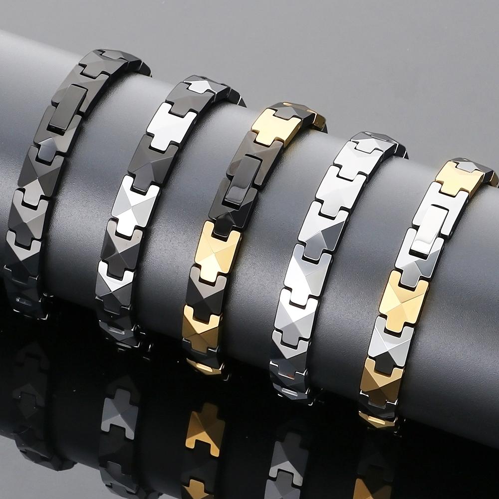 Мужской терапевтический германиевый магнитный браслет, вольфрамовая пулевая цепочка, регулируемый, с отрицательными ионами, для здоровья, не царапается