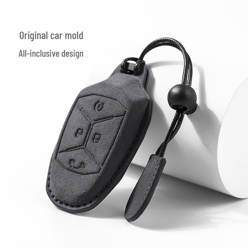 Lynk&Co 03 Suede Key Case: Elegant Unisex Protective Cover with Pendant and Buckle.