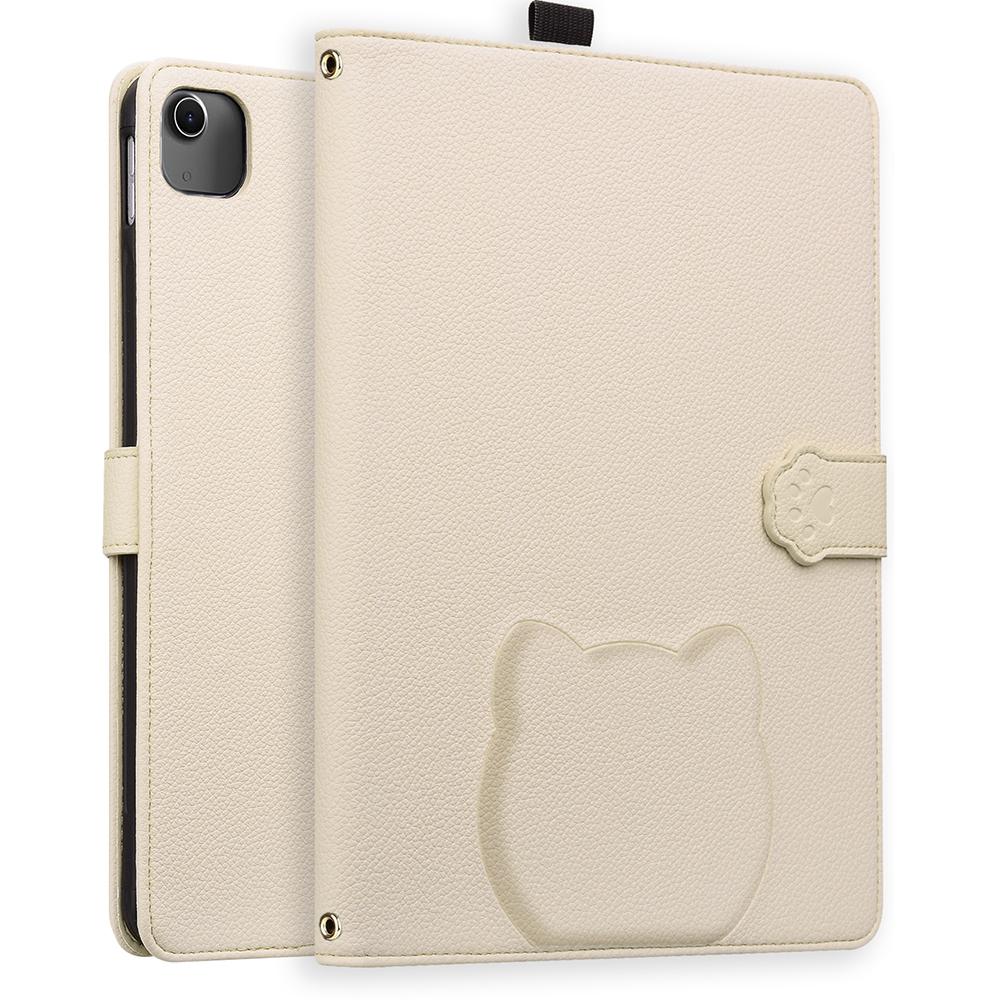 Чехол-кошелек для iPad Air 13 (2025)/(2024)/iPad Pro 12.9 (2021/(2020) Кожаная подставка-чехол для стола с 3D-эффектом и кошачьим узором
