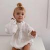 European & American Long-Sleeve Linen Jumpsuit for Baby Girls - Solid Color Climbing Romper