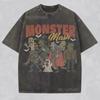 Хэллоуин ; Винтажная футболка с графическим принтом «Monster Mash»; Жуткая футболка с мультяшным принтом для унисекс