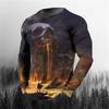 3D Printing O-Neck Long Sleeves Plus Size T-shirt Men's Clothing Retro Men's Long Sleeve T-shirt Skull Long T-shirt Men's Street