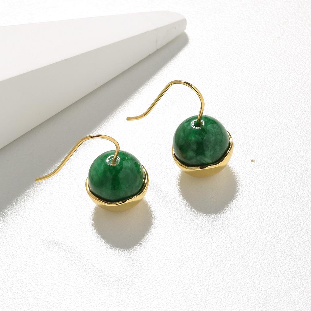 Серьги из натурального нефрита и бирюзы, антикварные серьги для женщин, нишевая модель, высококачественное серебряное покрытие 925 пробы, 18-каратное ушное кольцо