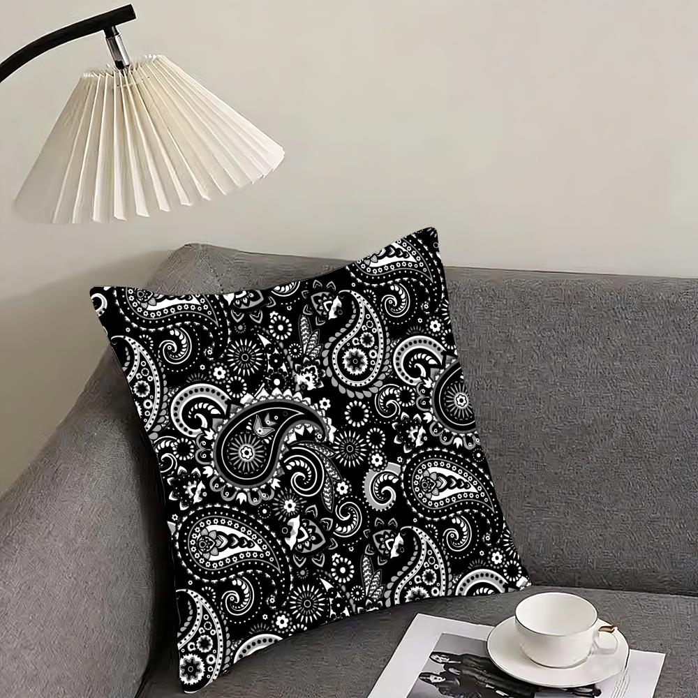 Painted Design PPaisleyS ART Cushion Cover Pillowcase Ultra Soft Skin Friendly Fabric Cloud Like Comfort Concealed Zipper