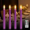 4pcs LED Taper Candles Pink Flameless Wedding Candle Timer Remote Battery-operated Table Home Decoration Electronic Candle