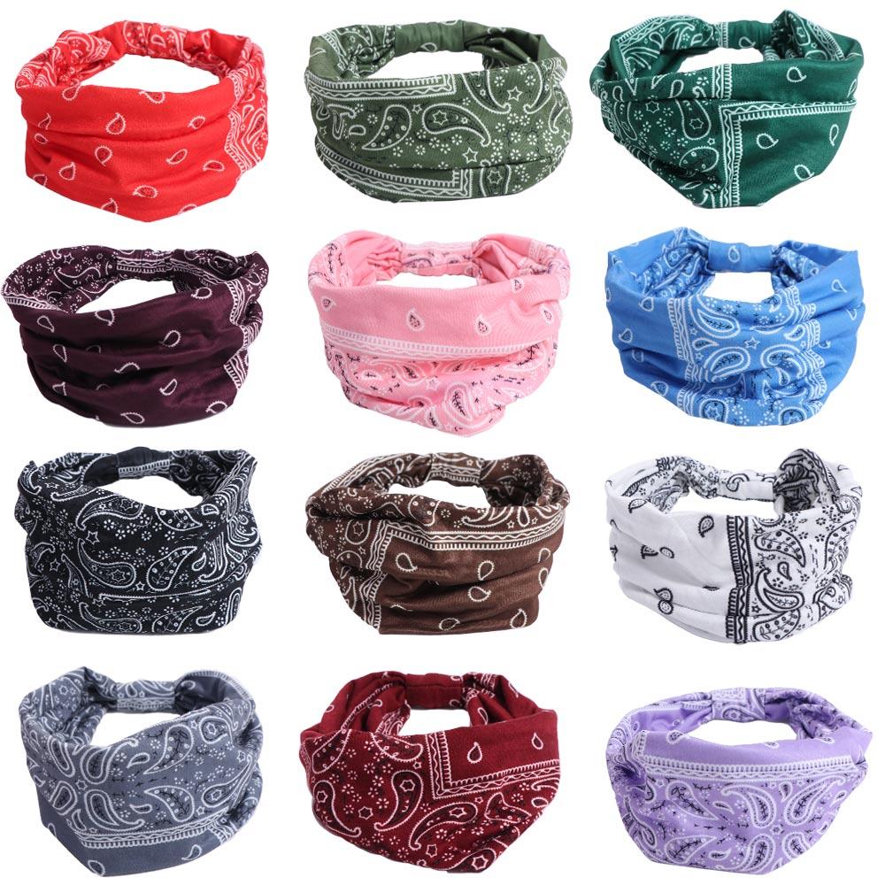 Elastic Yoga Headband Cashew Print Floral Bandanas Headband Girls Ladies