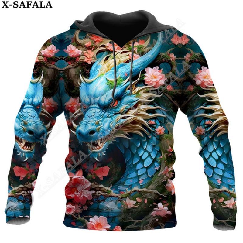 Мифический дракон искусство луна 3D принт молния толстовка мужской женский пуловер толстовка с капюшоном куртка трикотажное пальто спортивные костюмы-1