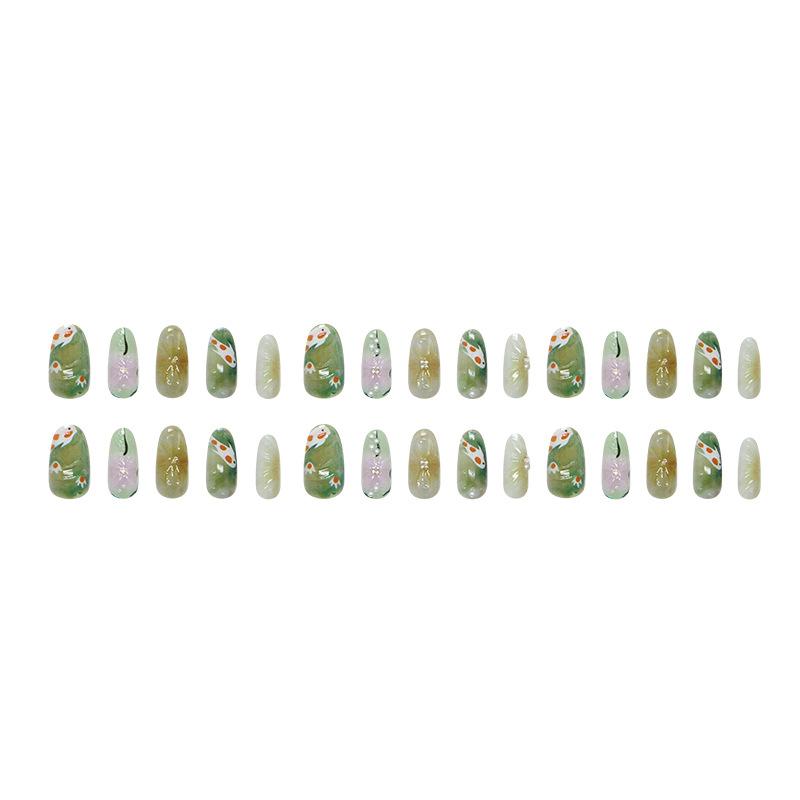 Three-dimensional lotus pond, moonlight, icy flowers, koi, smudged sweet and versatile ins wind removable manicure 30 pieces