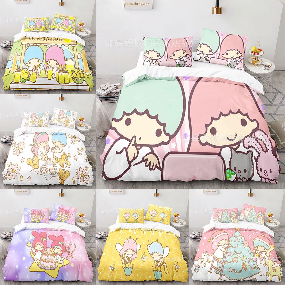 Комплект постельного белья Sanrio Little Twin Stars: одеяло, пододеяльник, наволочка, 2-3 предмета, детский и взрослый размер.