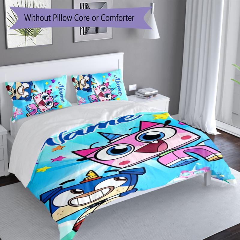3pcs Custom Name UniKitty Bedding Set,Includes 1 Duvet Cover and 2 Pillowcases,All-season Bedroom Decor