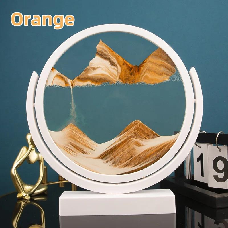 3D движущаяся картина из песка Песочные часы Белая рамка вращающееся круглое стекло Глубокий морской песчаный пейзаж Зыбучие пески Песочные часы для дома Декор Подарки