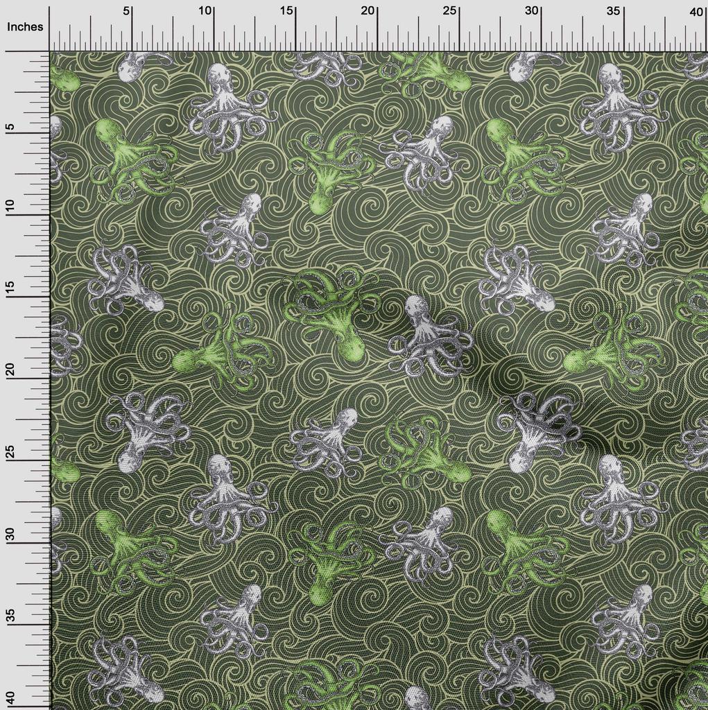 oneOone Ткань Cotton Flex Dark Teal Green, морская тема, проекты для декора, напечатанная по ярдам, 40 дюймов