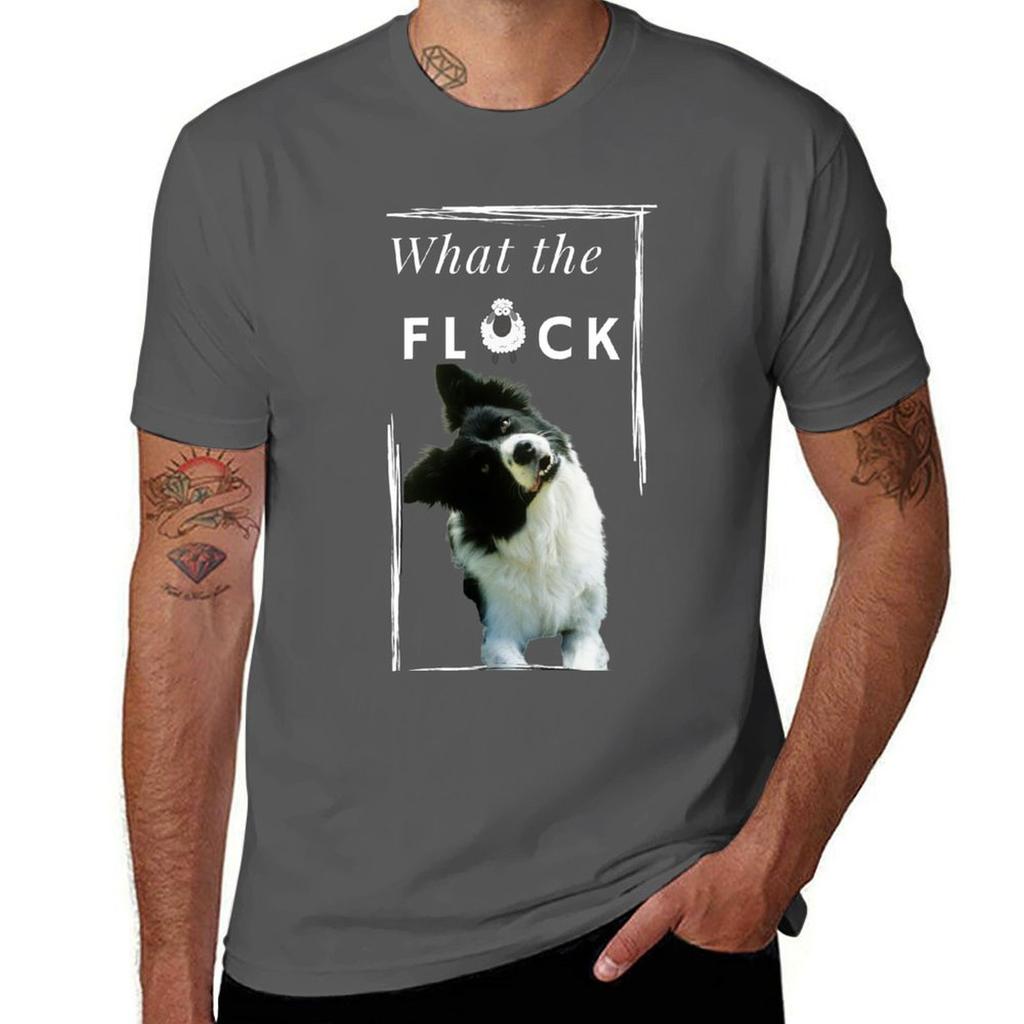 What The Flock Border Collie Funny Face Tshirt Retro Style Print Casual Top