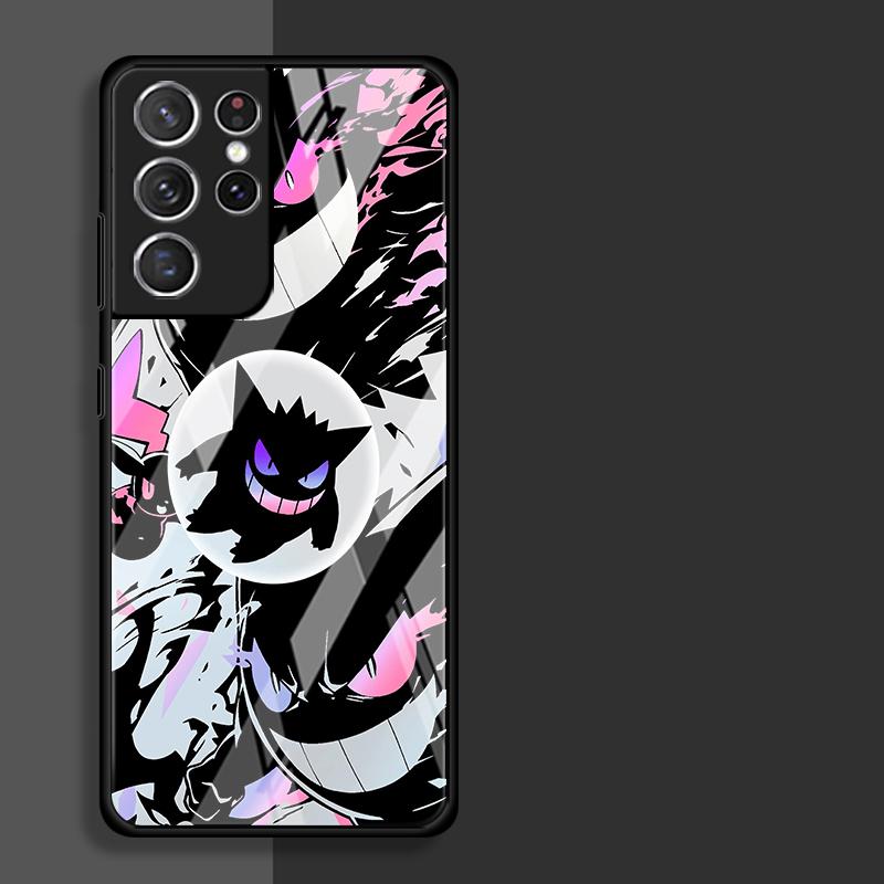 Cool Gengar Pokemon Glass Case for Samsung Galaxy S26 S25 Ultra S23+ S24 S21 S24+ S22 S25+ S20 FE S23 Plus Luxury Phone Cover