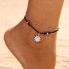 Jewelry Bohemian Leather Women Summer Beach Foot Chain Anklets Sun Pendant Beads Charm