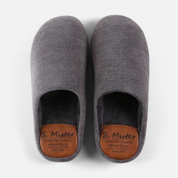 Japanese wabi-**** wind thick-bottomed cotton slippers men's indoor non-slip silent winter advanced sense home plush slippers