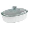 French White Ceramic Casserole Dish Oven Safe Bakeware Set with Glass Lid Durable Non-Porous Stoneware Kitchen To Table Ideal