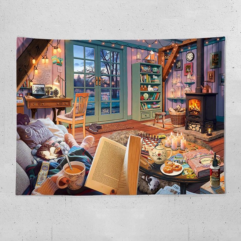 Украшение дома гобелен, настенный подвесной фон из окна с видом на море, бугер, свежая спальня, прикроватная тумбочка, украшение для проживания в семье