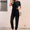 Women's Fashion Casual Solid Color Print Summer Spring Short Sleeve O-Neck High Waist Trousers Jumpsuits & Rompers