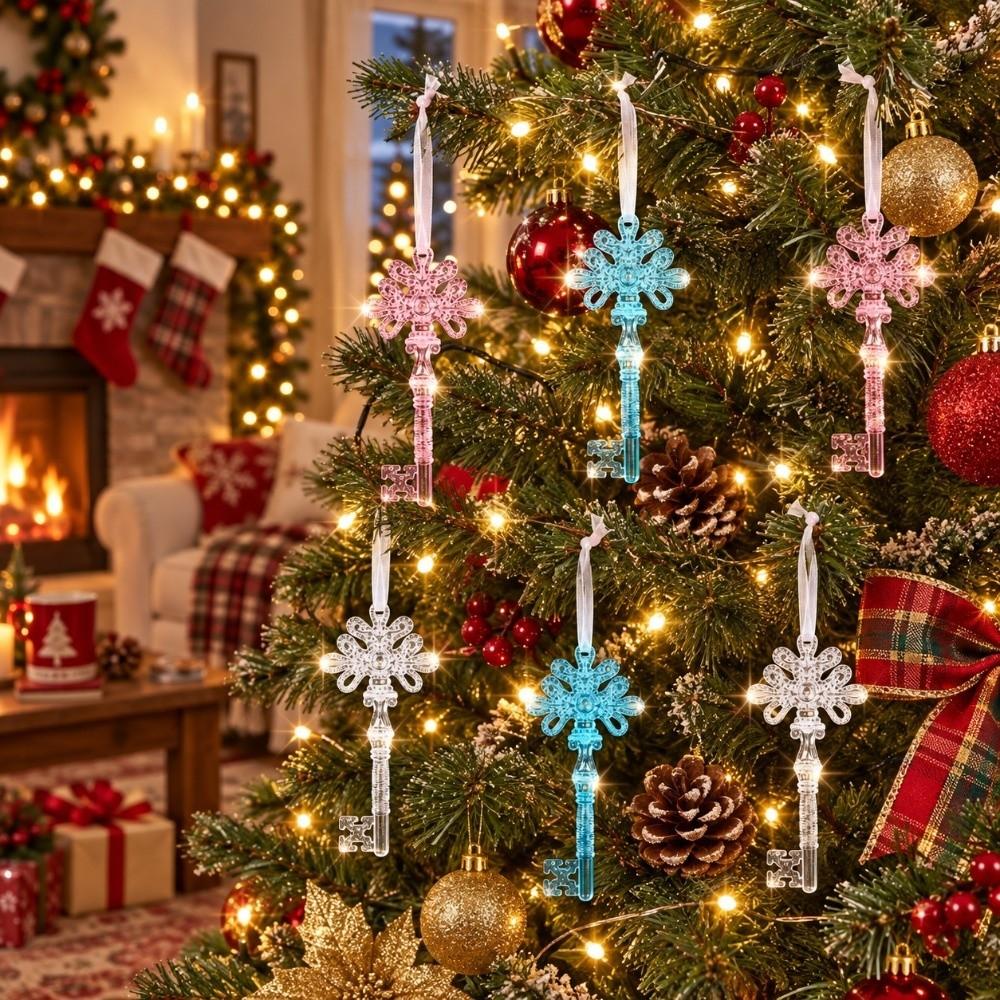 6Pcs DIY Christmas Icicle Pendants Transparent Xmas Tree Hanging Pendant New Year Decor