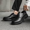 Мужские модные кожаные туфли-броги на шнуровке, повседневная обувь на весну и осень, с круглым носком, на платформе и среднем каблуке, водонепроницаемые мокасины