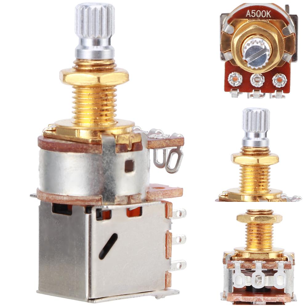 Guitar Control Pot Tone Potentiometer Electric Guitar Bass Push Pull 18mm Shaft Length a500kGold