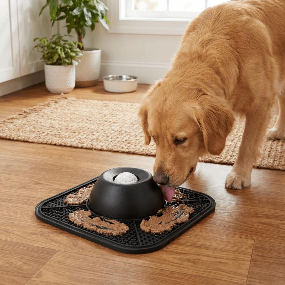 Non-Slip Dog Licking Bowl Silicone with Rolling Ball Slow Feeder Dog Bowl Bite Resistant Anti-Choking Slow Feeder