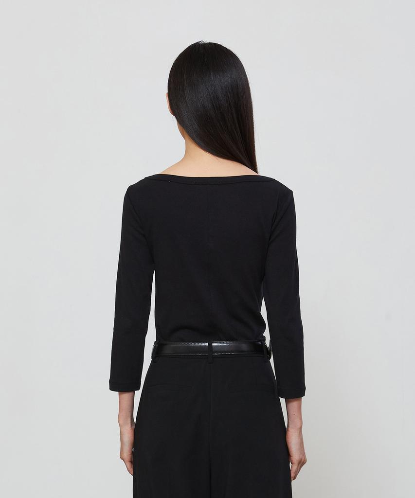 NOTIA Boat Neck Ribbed T-Shirt - Black