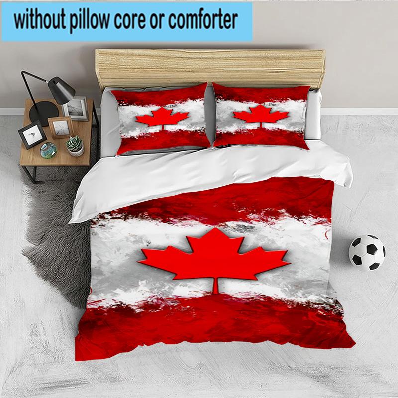 Canada's Red Maple Leaf 3PCS Bedding set,Ideal for 1pc Duvet Cover And 2pcs Pillowcases Perfect for Fan gift,Ideal for Bedroom, Dormitory