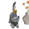 Статуэтка кошки, потягивающейся, из смолы, фигурка кошки с колокольчиком на хвосте, уличные скульптуры животных для двора, прихожей, стола, гостиной, балкона