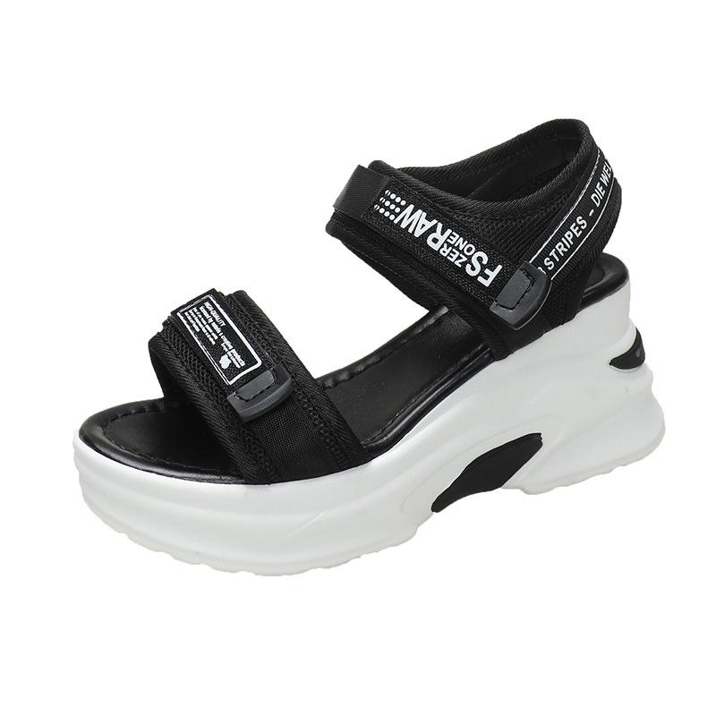 Летние женские легкие сандалии-клинья на липучке 2025 – Удобная толстая подошва, плоская подошва, повседневная пляжная обувь для студентов