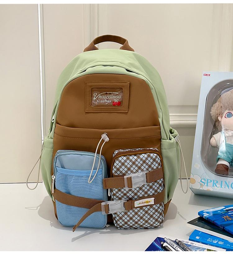 Школьный рюкзак Mori с дофаминовым цветовым сочетанием для учеников средней школы. Маленький свежий школьный рюкзак. Универсальная, высокоценная американская сумка через плечо.