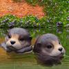 Floating Otters Decorations for Pond Yard Floating Pool Animal Otters Statue