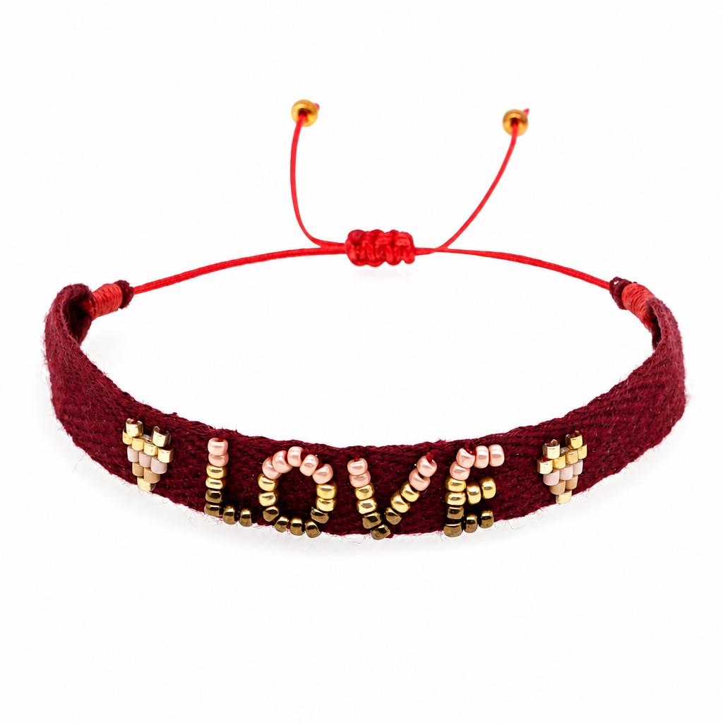 Go2boho Браслет-нить Красный Плетеный Буквы LOVE Бисер Полиэфирная нить Регулируемый Модный Унисекс Подарок Украшение