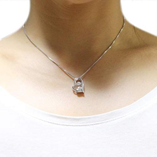 Кулон «Пепел» Танцующий камень Открытое сердце Качающееся гавайское ювелирное изделие Мемориальный кулон Серебряный пепел с кубическим цирконием