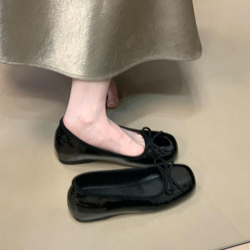 Красные туфли-лодочки с бантом Французские туфли-лодочки 2025 весна женская обувь внутренний подъем бабушкины туфли